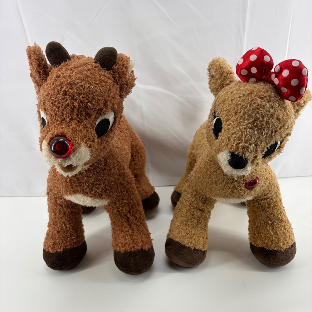 Build-A-Bear Rudolph the Red-Nosed Reindeer and Clarice Plush Set Brown Holiday